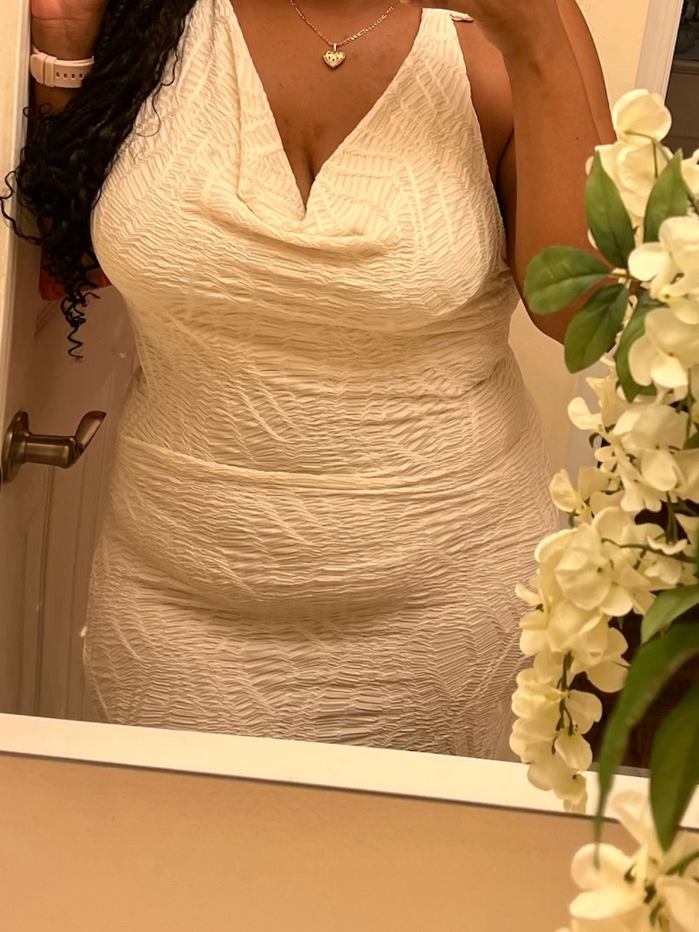 AKIRA Cream Sleeveless Cowl Neck Maxi Dress